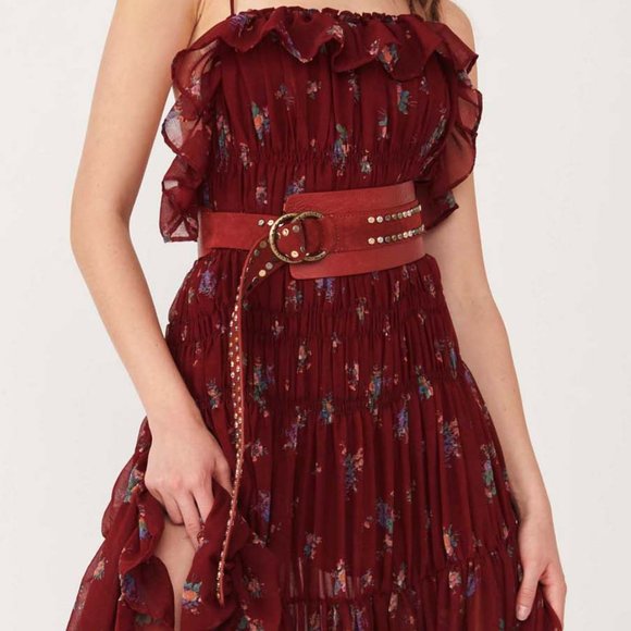 🎉LAST CHANCE🎉 NWT Free People We The Free Mason Studded Belt / Crimson - Picture 3 of 3